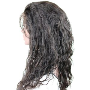 Wet And Wavy Glueless Full Lace Wig Natural Wave Brazilian Remy Human Hair Free Part Natural Hairline for Black Women Natural Color 14 inch - Image 3