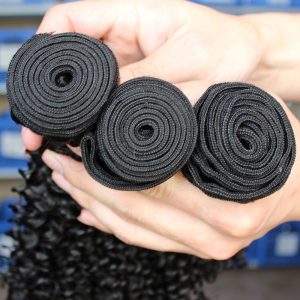 Affordable Kinky Curly Hair Weave Indian Remy Human Hair Natural Color 3 Bundle Deals - Image 5