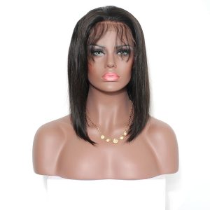 250% Density Short Straight Human Hair Bob Wig For Women Natural Color Lace Front Human Hair Wigs - Image 3