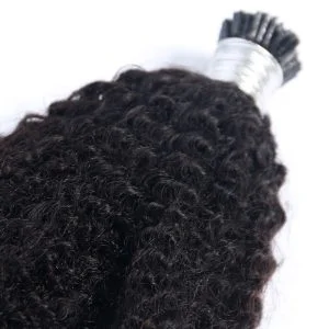 Alternative view of Indian Natural Black Virgin I Tip Hair Extension For Black Women  100% 4B 4C Afro Kinky Curly I Tip Hair