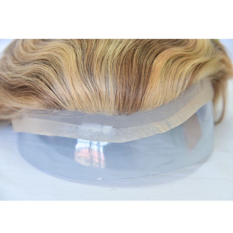 Pwigs Full French Lace Men's Toupee 4 mix 27 mix 613 Color 100% European Human Hair Toupee For Men 8 x10 Inch Lace Mens Wigs Hair System - Image 6