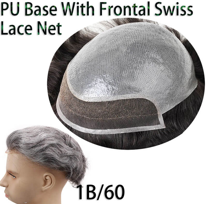 PU Skin Toupee for Men With Franch Lace Frontal 10x8inch Hair Replacement for Men's Hairpiece Human Hair Men Toupee - Image 6