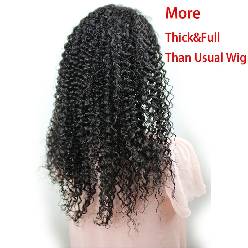 360 Lace Frontal Wig Kinky Curly Extra High Density Brazilian Remy Human Hair Full Lace Wigs with Baby Hair Natural Hairline for Black Women - Image 4