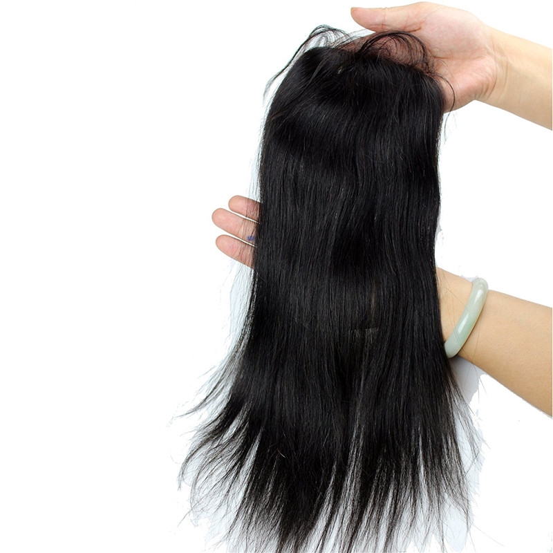 Peruvian Silk Base Closure Straight hair 4x4 Free Part Silk Base Closure Hidden Knots 18inch - Image 2