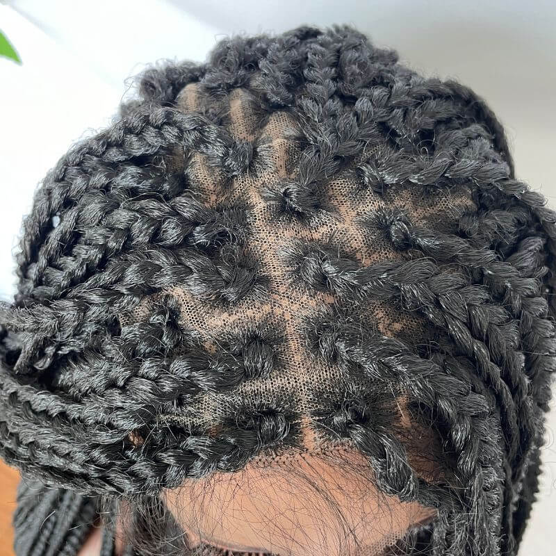 9x6 Lace Ombre Wigs 36 Inch double Lace Front Box Braided Wigs Knotless Lace Frontal Wig Synthetic Black Hand Braided Cornrow Braids Wigs With Baby Hair - Image 17