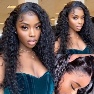 Alternative view of 28 30 Inch Deep Wave Wig Curly HD Invisible Swiss Transparent Lace Frontal Wigs Human Hair Wigs For Black Women Pre Plucked With Baby Hiar