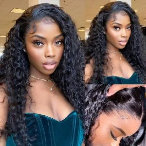 Alternative view of 28 30 Inch Deep Wave Wig Curly HD Invisible Swiss Transparent Lace Frontal Wigs Human Hair Wigs For Black Women Pre Plucked With Baby Hiar