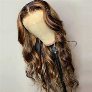 Brown 13x4 Lace Front Wig Honey Blonde Body Wave Brazilian Remy Highlight Ombre Lace Front Human Hair Wigs For Women 10-28inch - Image 2