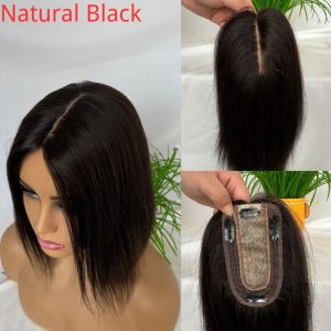 Brown 7x13cm Silk Base Human Hair Topper With Clips In Silk Top 100%  Cambodian Human  HairToupee for Women Hairpiece - Image 9