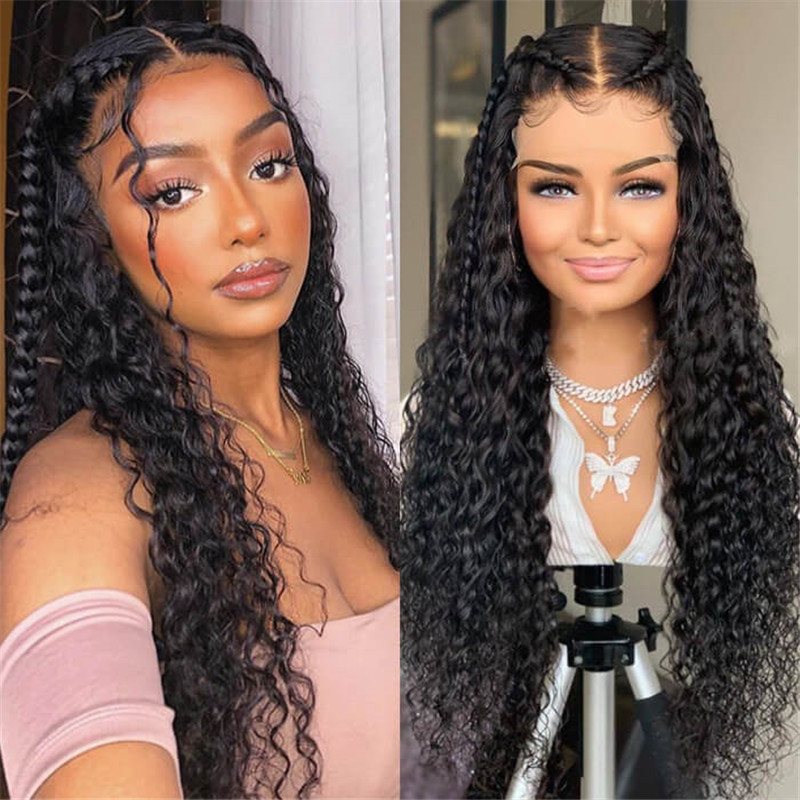 Water Wave 4X4 Hd Transparent Lace With Closure Wet And Wavy Wigs 150% Density Human Hair Natural Hairline