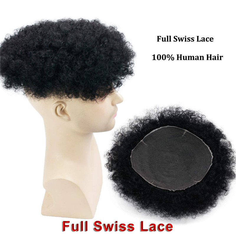 Human Hair Afro Curly Mens Toupee Hairpiece Wig Mono Base with Hard PU Reforced Color #1B Black 8x10 Men's Toupee Kinky Curly - Image 4
