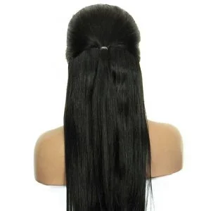 Alternative view of Lace Front Wig With Baby Hair Natural Color Human Hair Wigs Indian Remy Hair Bleached Knots
