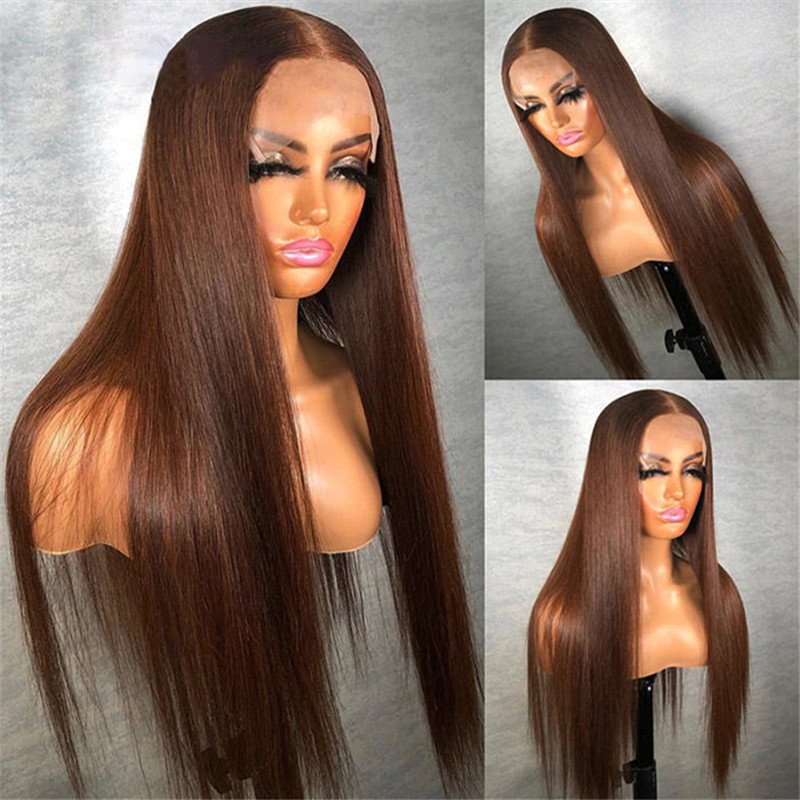 #4 Chocolate Brown 13X4 Transparent Hd Lace Front Wigs Human Hair Wigs For Women Pre Plucked - Image 3