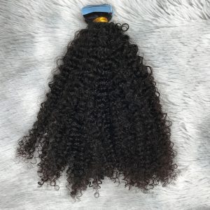 100% Real Human Hair Tape In Extensions Remy Kinky Curly Natural Skin Weft Tape On Adhesive Invisible