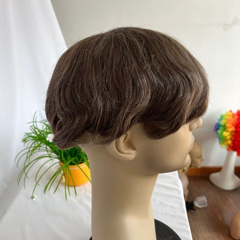 Toupee for men Hair pieces 100% European Human Hair Replacement System For Men 10"x8" Human Hair Toupee Men Hair Piece 6 Color Mixed 10% White Color - Image 6