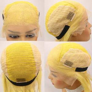 Brazilian Hair Yellow #613 Blonde Color Human Hair Lace Front Bob Wig - Image 5