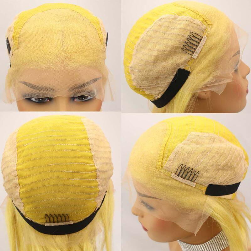 Brazilian Hair Yellow #613 Blonde Color Human Hair Lace Front Bob Wig - Image 5