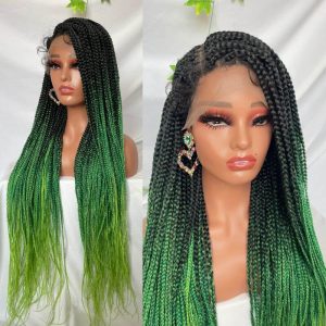 9x6 Lace Ombre Wigs 36 Inch double Lace Front Box Braided Wigs Knotless Lace Frontal Wig Synthetic Black Hand Braided Cornrow Braids Wigs With Baby Hair - Image 22