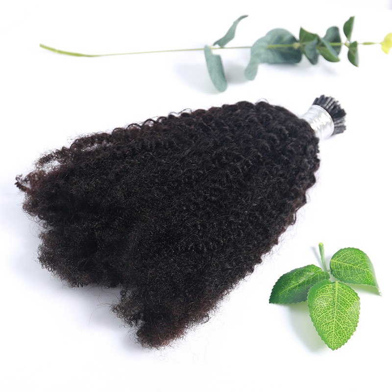 Double Drawn Russian Real Human Hair Micro 4B4C Afro Kinky Curly Virgin Remy I Tip - Image 3