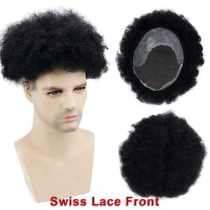 Human Hair Afro Curly Mens Toupee Hairpiece Wig Mono Base with Hard PU Reforced Color #1B Black 8x10 Men's Toupee Kinky Curly - Image 13