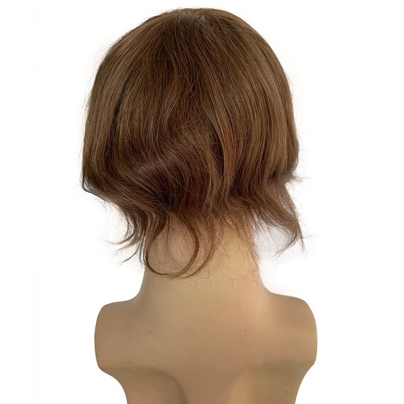 Men Wigs Human Hair Toupee Thin Skin Pu Male Wig Hair Prosthesis Men Toupee Hair 8x10inch Replacement System Remy Hair Pieces 7# Brown - Image 3