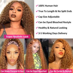 Honey Blonde Wig #27 Human Hair Wigs For Women Pre Plucked 13X6 Hd Lace Frontal Wigs - Image 5