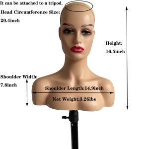 PWig Mannequin Heads 3Colors Bust Female Realistic Manikin Head with Face and Shoulders for Wigs Beauty Accessories Displaying - Image 10