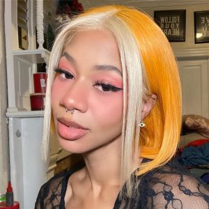 150% Orange Blonde Bob 13x4 Lace Front Wig Brazilian Remy Bob Ombre Colored Human Hair Wigs For Women Bob Lace FrontWig