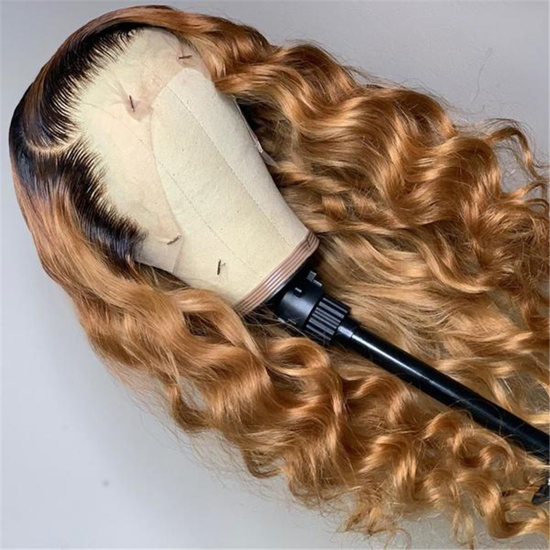 Human Hair Blond Color Ombre Color Dark Root Lace Front Wig - Image 3