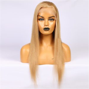 Virgin Human Hair Lace Front Wig Honey Color Straight