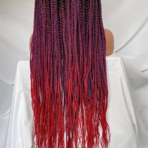 9x6 Lace Ombre Wigs 36 Inch double Lace Front Box Braided Wigs Knotless Lace Frontal Wig Synthetic Black Hand Braided Cornrow Braids Wigs With Baby Hair - Image 8