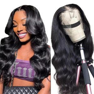 13x4 Body Wave Lace Front Wigs Human Hair 24 Inch HD Lace Front Wigs Human Hair Pre Plucked 180 Density Glueless Lace Front Human Hair Wigs for Black Women 100% Brazilian Body Wave Frontal Wigs