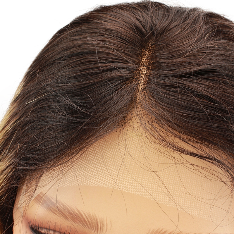 Ombre blonde #1B/27 Brazilian Wave Hair Full Lace Wigs Caps Dark root Lace front wig Bleached knot Pre plucked hairline - Image 5