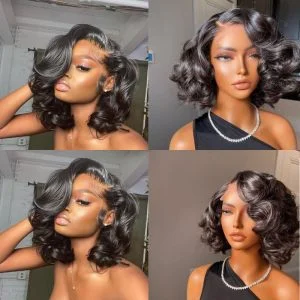 13x4 Lace Front Wig Wavy Brazilian Human Hair Wigs 180% Density 13x6 Lace Wigs For Black Women Black Color Natural Hairline with Baby Hair