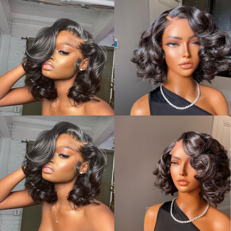 13x4 Lace Front Wig Wavy Brazilian Human Hair Wigs 180% Density 13x6 Lace Wigs For Black Women Black Color Natural Hairline with Baby Hair