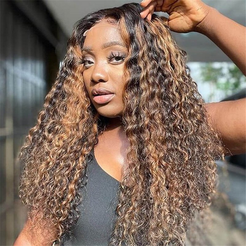 Piano Color 1B/30 Highlight Wig Curly 13X6/13X4 Hd Lace Front Human Hair Wigs 30 Inch - Image 2