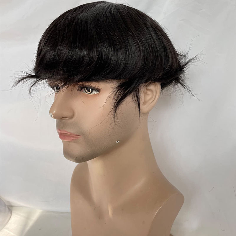 613# New Hairpiece Q6 Toupee For Men Swiss Lace & PU Base Human Hair Replacement System Unit Toupee Wig For Men Wigs 8x10 Toupee - Image 4