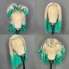 Peruvian Hair Green Ombre Blonde Colored Remy Human Hair Lace Front Bob Wig For Women Straight