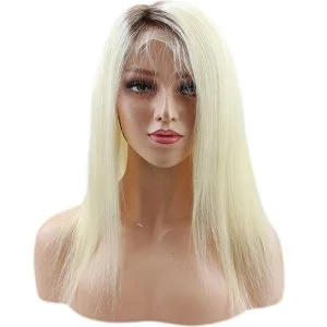 Alternative view of Silky Straight 4/613 Ombre Blonde Lace Front Wigs For Women Brazilian Human Hair With Baby Hair Full Lace Wigs Cap