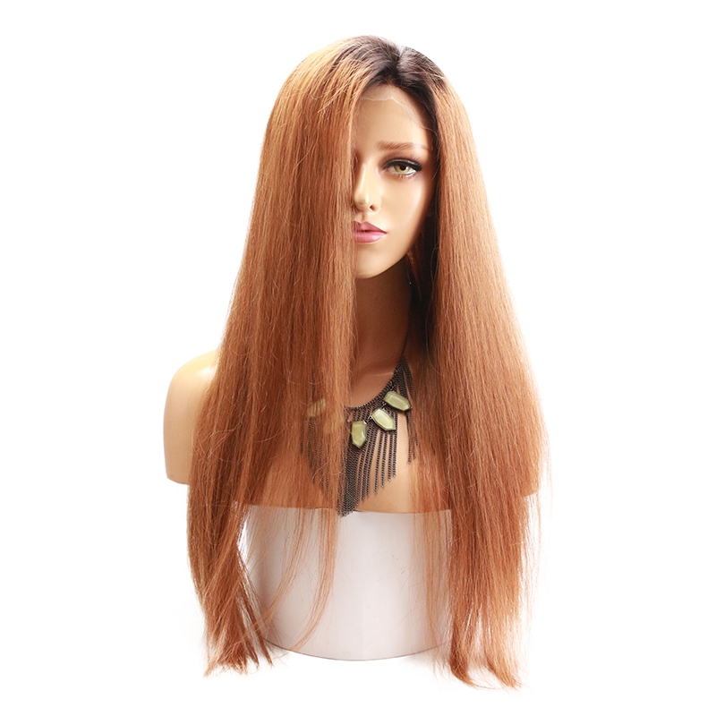 Ombre Full Lace Human Hair Wig #1BT30 Brazilian Silky Straight Human Hair Wig with Natural Baby Hair Free Part Bleached Knots - Image 2