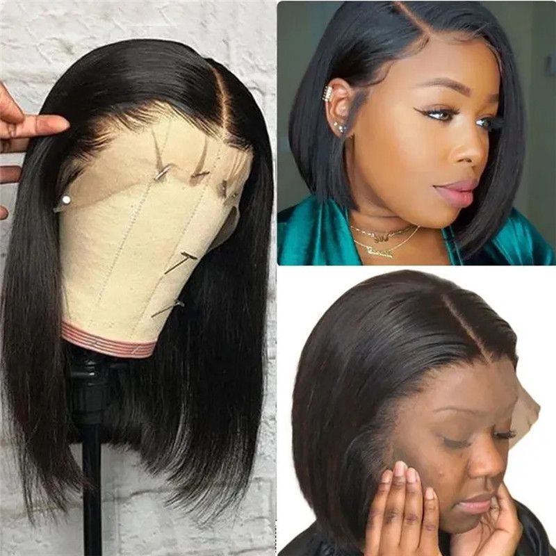 8-16inch Short Straight Bob Wig Lace Front Human Hair Wigs For Black Women 150% Density Remy Brazilian Bob Lace Wig Pre Plucked