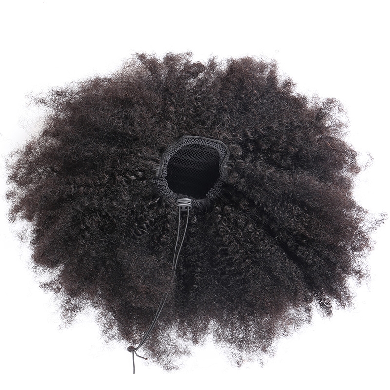 4B 4C Afro Kinky Curly Ponytails Clip In Human Hair Non Remy Hair Natural Color - Image 2