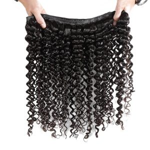 Brazilian Curly Human Hair 13x4 Lace Frontal Hidden Knots With Natural Color Human Hair Bundles - Image 3