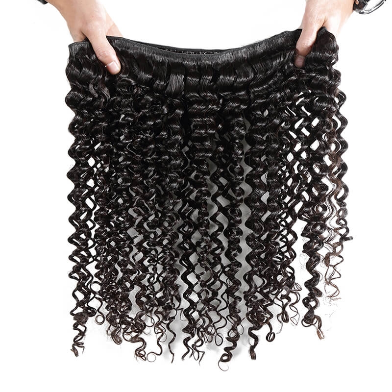 Brazilian Curly Human Hair 13x4 Lace Frontal Hidden Knots With Natural Color Human Hair Bundles - Image 3