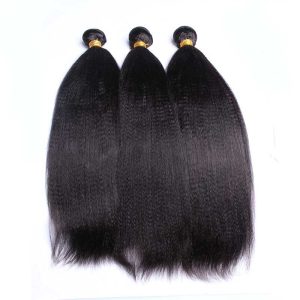 Hair Bundles Italian Yaki Brazilian Human Hair Weaves 3Bundles Natural Color