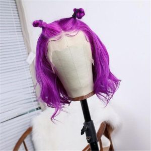 Alternative view of Virgin Hair Bob Wig Short Style Fairy Purple Color