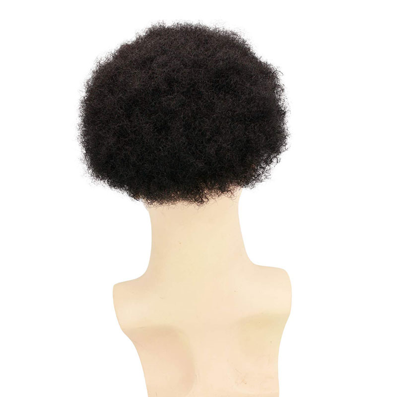 African American Wigs Full Swiss Lace Afro Curly Human Hair Pure White Hair 10x8inch Toupee For Men Human Hair Men's Toupee - Image 9