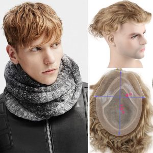 Men's Toupee 10x8 Human Hair 7# Brown Mens Toupee Thin Skin Around with Mono Lace with PU - Image 40