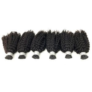 Alternative view of Wholesale Kinky Curly Human Hair Mink Raw Premium Virgin Hair Extensions 3B 3C  I Tip Hair Extensions