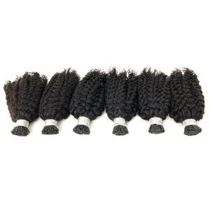 Alternative view of Wholesale Kinky Curly Human Hair Mink Raw Premium Virgin Hair Extensions 3B 3C  I Tip Hair Extensions